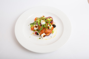 Salmon salad with cheese