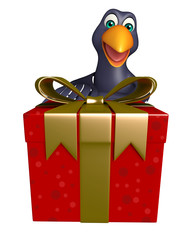  Crow cartoon character  with giftbox