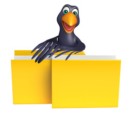 fun Crow cartoon character with folder