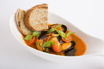 Fresh mussels soup