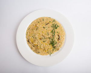 Plate of mushroom risotto