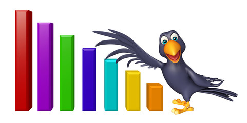 Crow cartoon character with graph
