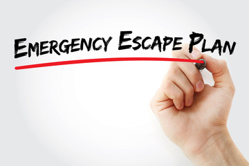 Hand writing Emergency Escape Plan with marker, business concept background