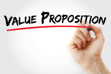 Hand writing Value Proposition with marker, business concept background