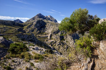 Fototapeta na wymiar Road to Sa Calobra in Serra de Tramuntana - mountains in Mallorca, Spain