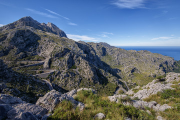 Road to Sa Calobra in Serra de Tramuntana - mountains in Mallorca, Spain