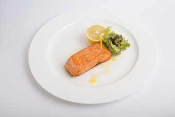 Grilled salmon steak