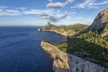 Mallorca, Balearic Islands: Cap de Formentor seen from Mirador del Mal Pas. Mirador del Mal Pas, also named Mirador Es Colomer, is the most well-known lookout point on the island
