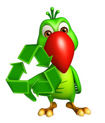  Parrot cartoon character  with recycle sign