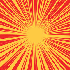 Red yellow retro rays vector background