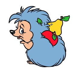 Hedgehog  apple cartoon illustration   image character  animal
