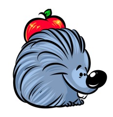 Hedgehog  apple cartoon illustration   image character  animal
