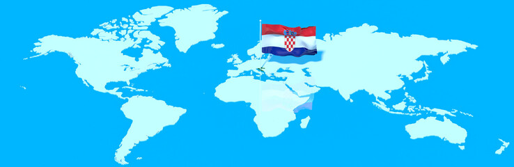 Pianeta Terra 3D con bandiera al vento Croazia