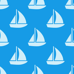Icono plano patrón con velero sobre fondo azul
