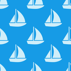 Icono plano patrón con velero sobre fondo azul