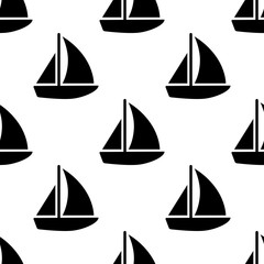Icono plano patrón con velero sobre fondo blanco