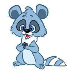 Joy raccoon cartoon illustration  isolated image animal character