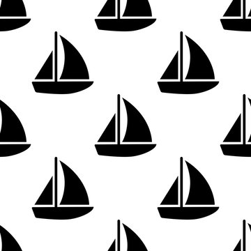 Icono plano patrón con velero sobre fondo blanco