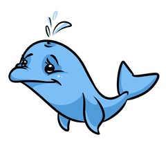 Blue Dolphin cartoon illustration isolated image character
