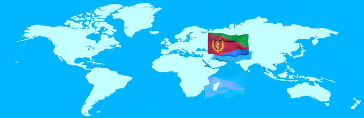 Pianeta Terra 3D con bandiera al vento Eritrea