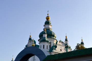 Fototapeta na wymiar Orthodox Cathedral of the XVII century and sunset.