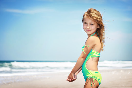 Cute little girl on a beach