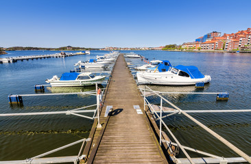 Fototapeta na wymiar City boat harbor in Karlskrona