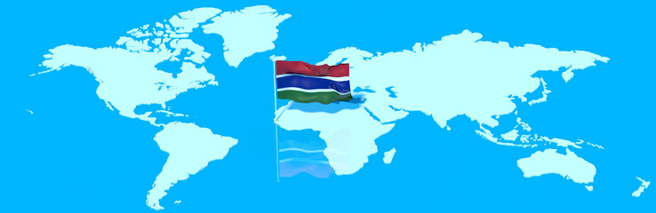 Pianeta Terra 3D con bandiera al vento Gambia