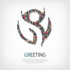  greeting people sign 3d