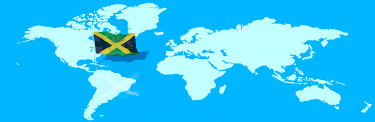 Pianeta Terra 3D con bandiera al vento Giamaica