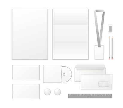Corporate identity template design. Business set stationery isolated on white