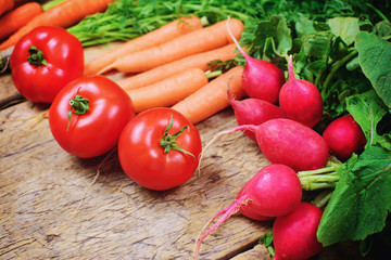 Fresh vegetable on wooden table