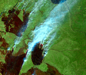 Forest fire in Russia (2016) from Landsat satellite. Elements of this image furnished by NASA. © voran