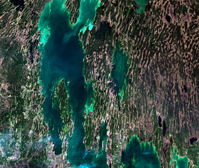 Winnipegosis lake from Landsat satellite. Elements of this image furnished by NASA.