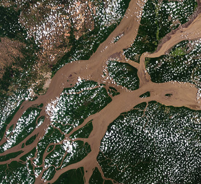 Amazon River From Landsat Satellite. Elements Of This Image Furnished By NASA.