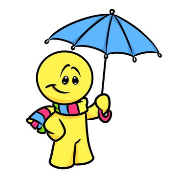 Smiley character umbrella cartoon illustration 