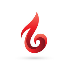 Red Fire Number Six or Letter B or G Logo