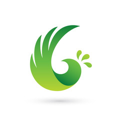 Abstract Bird Flying or Number Six Letter G and Letter B Logo