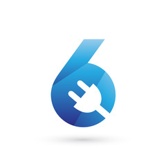 Number Six with Electrical Icon Logo