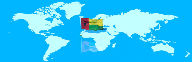 Pianeta Terra 3D con bandiera al vento Guinea Bissau