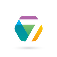 Colorful Hexagonal Number Seven Logo