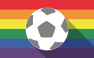 Long shadow gay pride flag with  a soccer ball
