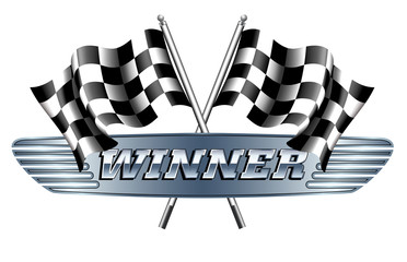 WINNER Checkered, Chequered Flags Motor Racing
