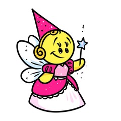 Smiley character  fairy cartoon illustration isolated image