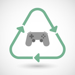 Line art recycle sign icon with  a game pad