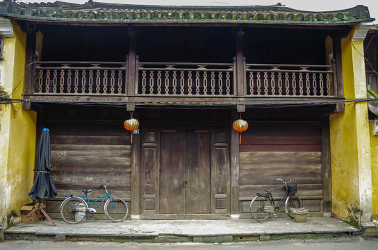 Old traditional chinese wooden house in Hoi An ancient town, Vietnam.Hoi An, Vietnam