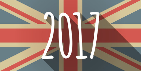 Long shadow UK flag icon with  a 2017 year  number icon