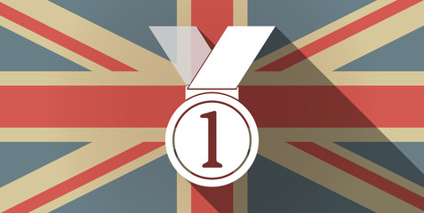 Long shadow UK flag icon with  a medal