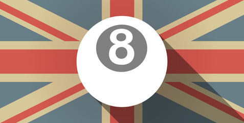 Long shadow UK flag icon with  a pool ball