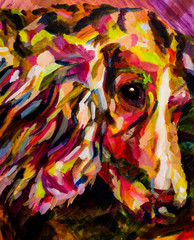 acrylic contemporary painting of dog - 111227821